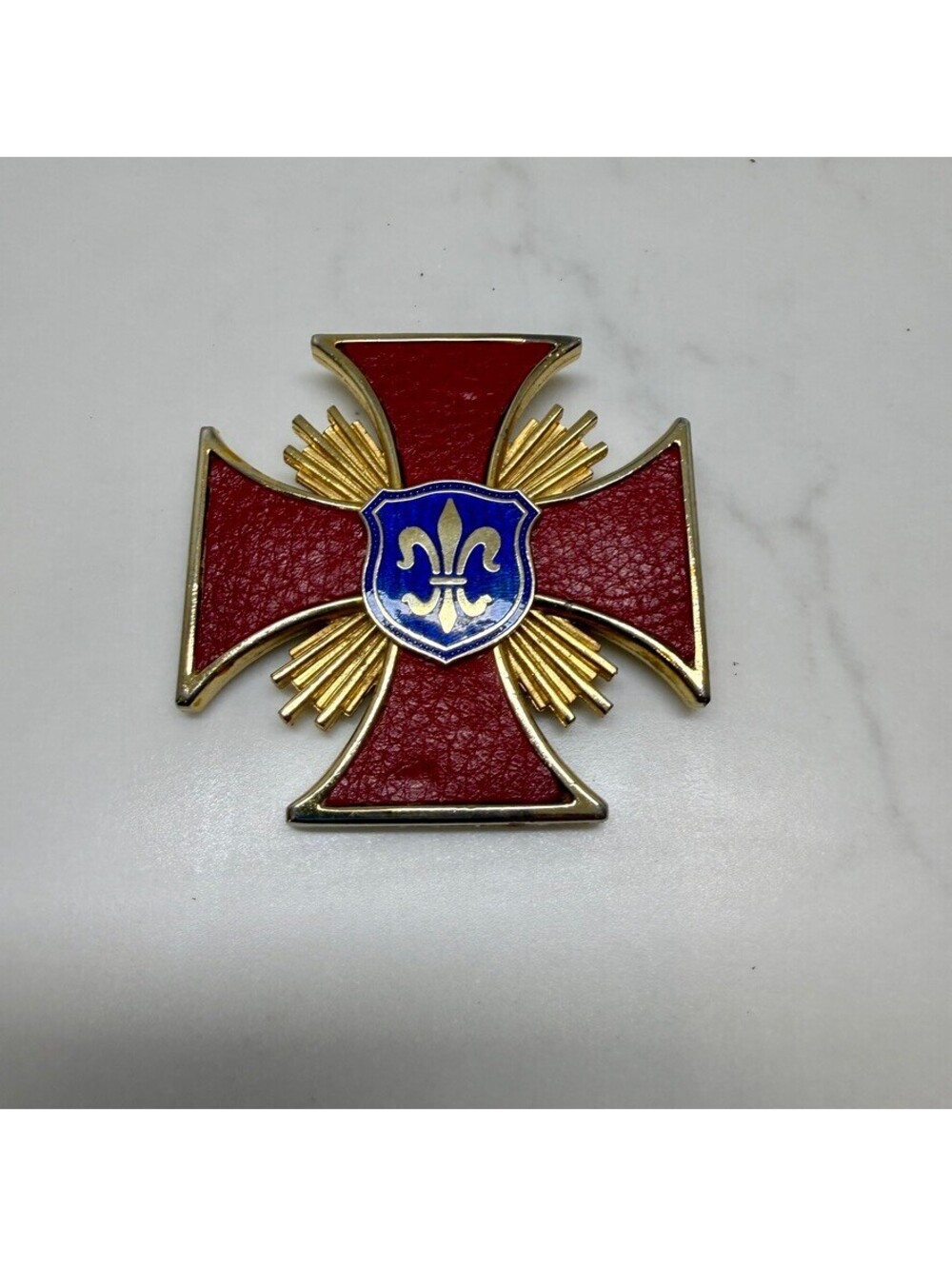 Vintage 1960s Heraldic Maltese Cross Brooch